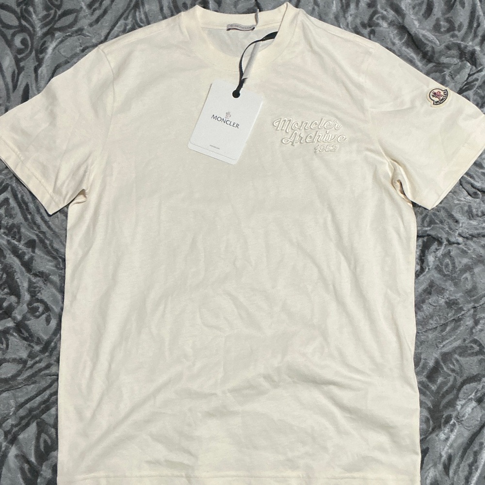 Moncler Men's Cream Short Sleeve Tee